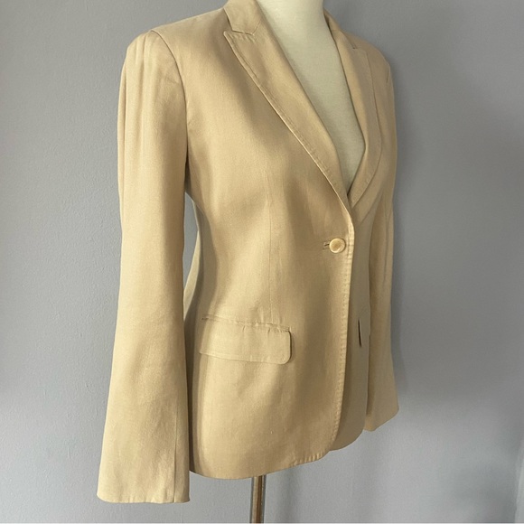 🛑SOLD Brooks Brothers Women’s Beige Linen Blend Single Breasted Blazer - Picture 5 of 12
